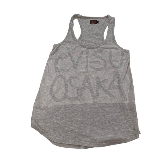 Evisu Men Heather Grey Evisu Osaka Print Racerback Tank T-Shirt Sz S Patch Japan - Picture 9 of 15